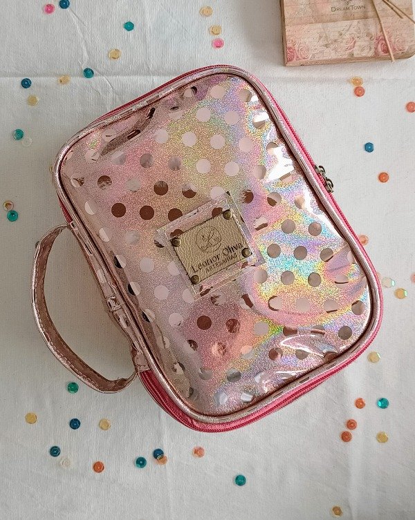 Producto - Cartuchera Gemma espejo lunares rosa
