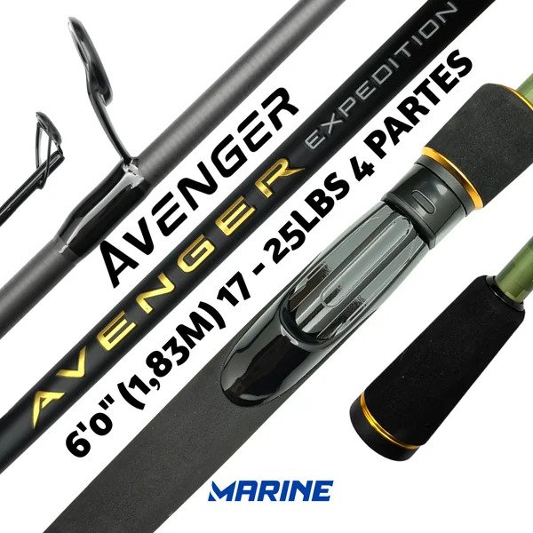 Producto - Caña Bait Marine Avenger Expedition 1.83m 4 Tramos 17-25Lbs Carbono MT24 - 11