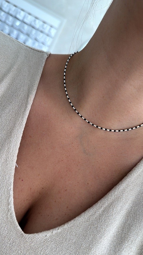 Producto - Choker canut y mini cristales negros 40 a 43cm P925