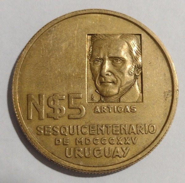 Producto - Uruguay 5 Nuevos Pesos 1975 Sesquicentenario 1825 km# 65 - 1