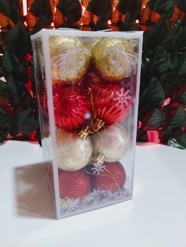 Producto - GLOBO 6cm X12 BRILLANTE/MATE -ROJO Y DORADO