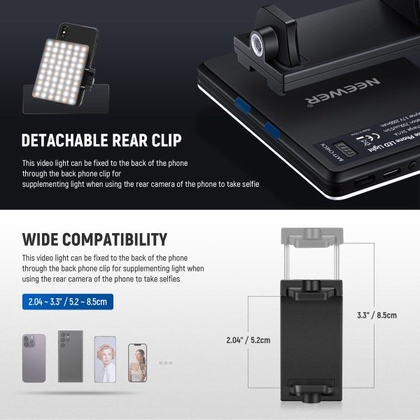 Producto - NEEWER NL-60AI Luz para selfies con clip para teléfono - 4