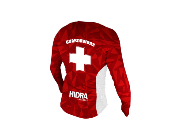Producto - REMERA PRIMERA PIEL - PROTECCION UV - GUARDAVIDAS ROJA SUBLIMADA - HIDRA SPORT