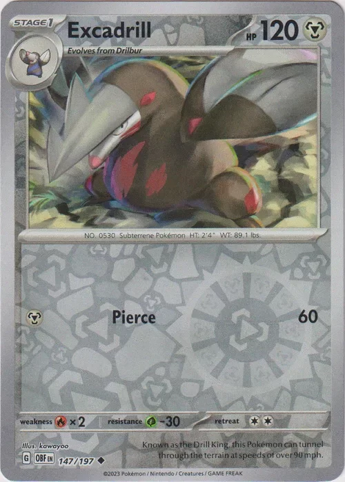 Producto - Excadrill - 147/197 - Obsidian Flames - Reverse Holo