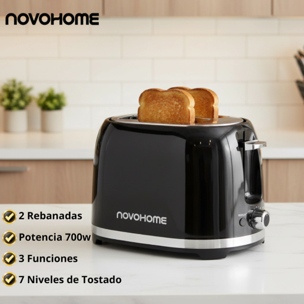 Producto - Tostadora -2 Rebanadas -7 Niveles -700W -Retro Style -Novohome (NH-TO028) - 1