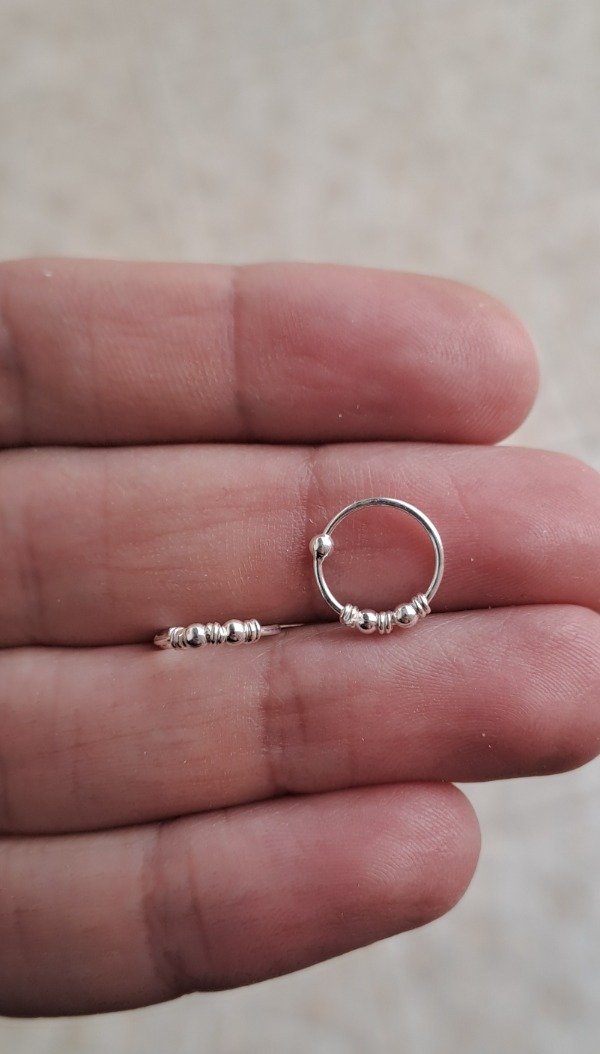 Producto - Argollitas de Plata 10mm con 2 bolitas (por unidad)