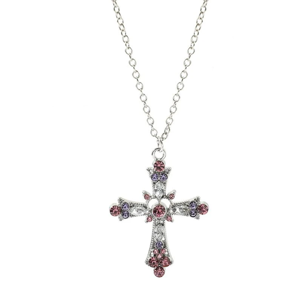 Producto - Collar Cruz pink strass