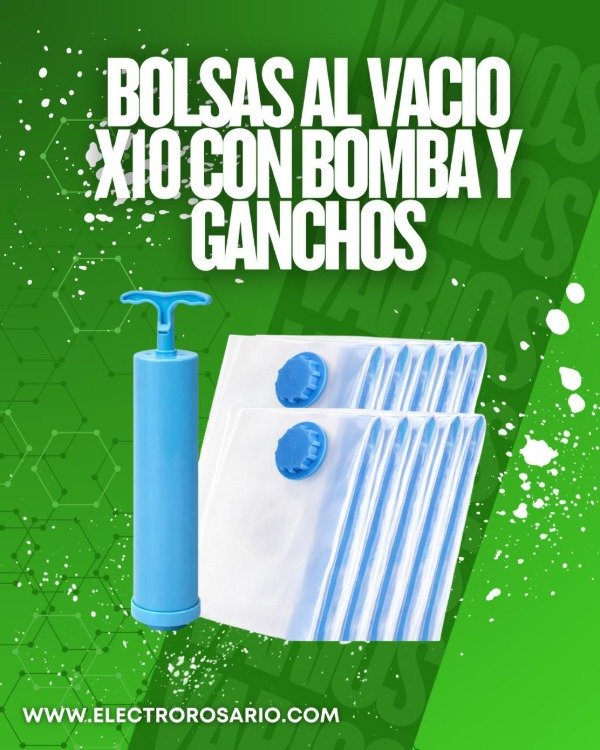Producto - BOLSAS AL VACIO X10 CON BOMBA Y GANCHOS