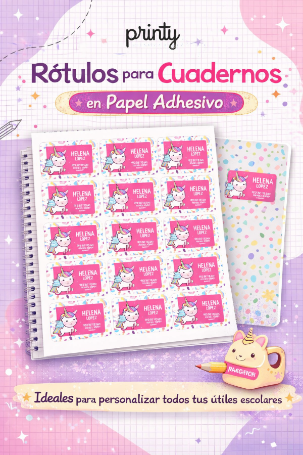 Producto - Rótulos para cuadernos en papel adhesivo