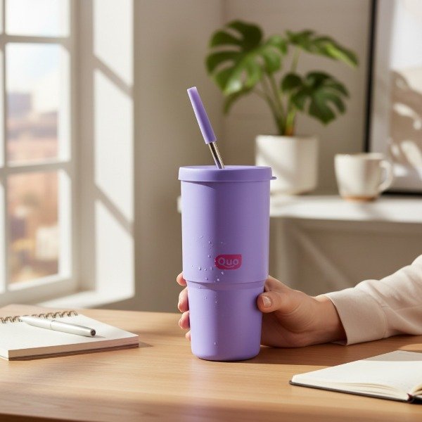 Producto - VASO PLASTICO CON SORBETE DE METAL Y BOQUILLA PLASTICA 550CC - 2