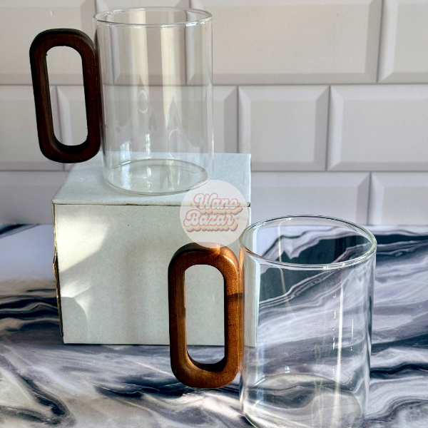 Producto - Taza de Vidrio C/Mango Madera