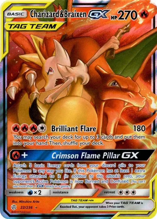 Producto - Charizard and Braixen GX - 22/236 - Cosmic Eclipse - Holo