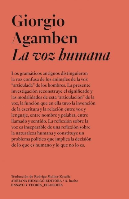 Producto - La voz humana - Giorgio Agamben