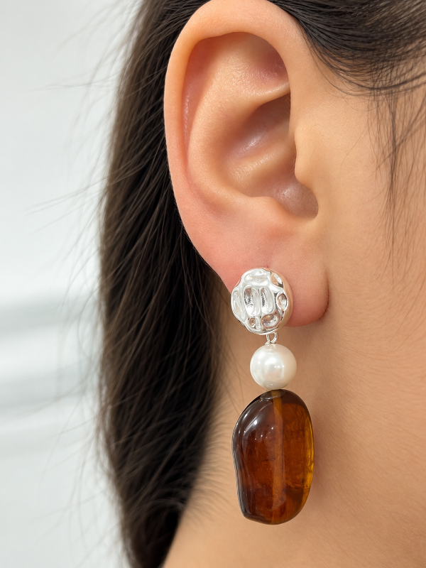 Producto - Aro pasante acero blanco con perla y acrílico