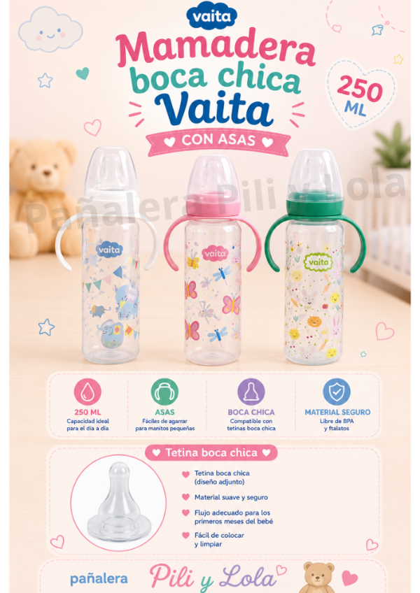 Producto - Mamadera Vaita Boca Chica con Asas 250ml - Consultar Modelo Disponib -