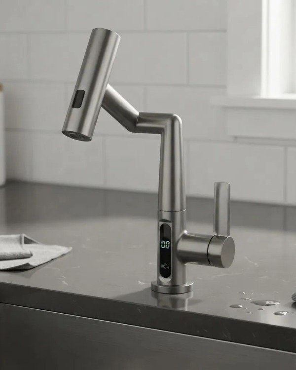 Producto - Grifería Monocomando Inteligente Articulada Robot Con Display Led - 0