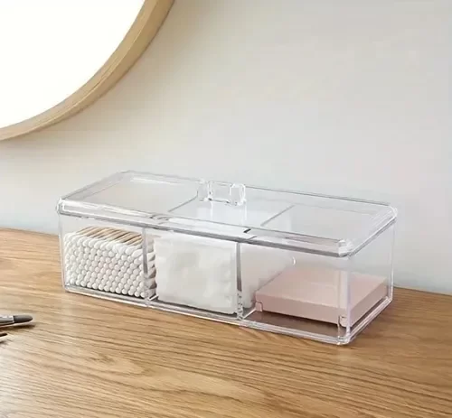 Producto - Organizador Acrílico 3 Div con tapa 23x7
