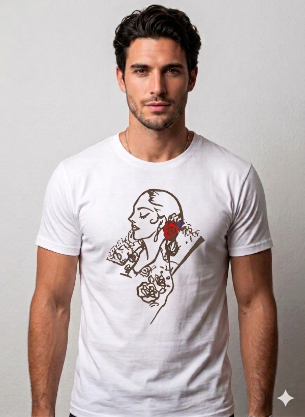 Producto - REMERA HOMBRE ESTAMPA BAILAORA BLANCA TL