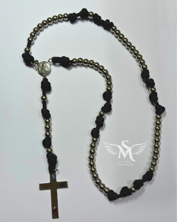 Producto - Rosario de Paracord y acero (negro)