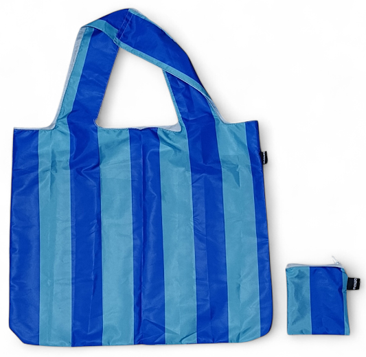 Producto - BOLSA REUTILIZABLE PLEGABLE A RAYAS AZUL Y CELESTE - 0