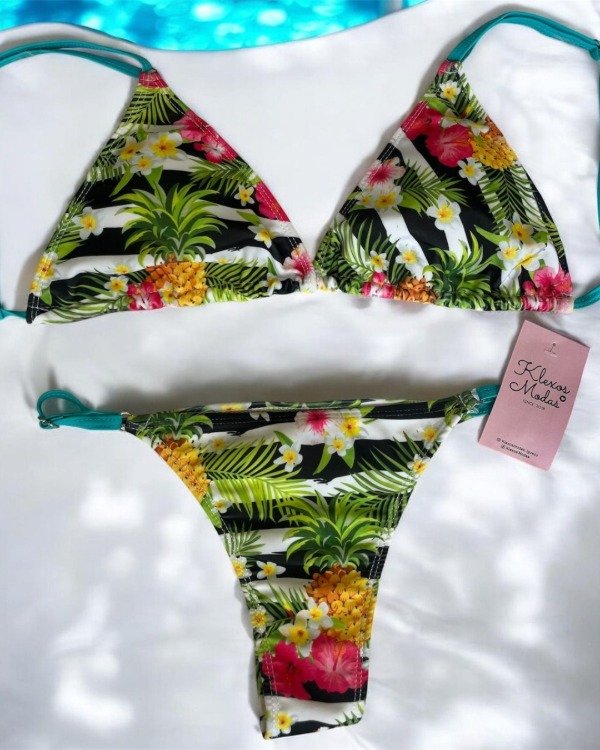 Producto - BIKINIS AMARILLA ESTAMPA FLORES VERDES