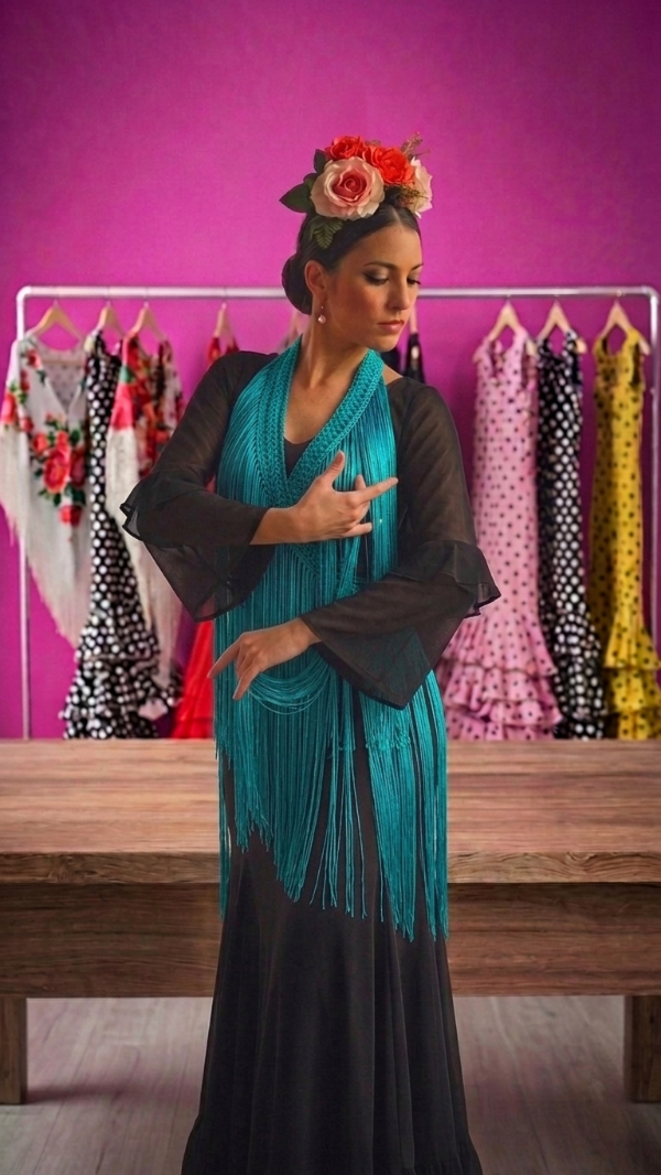 Producto - Tira De Flecos Para Cruzar 160 cm Turquesa - 1