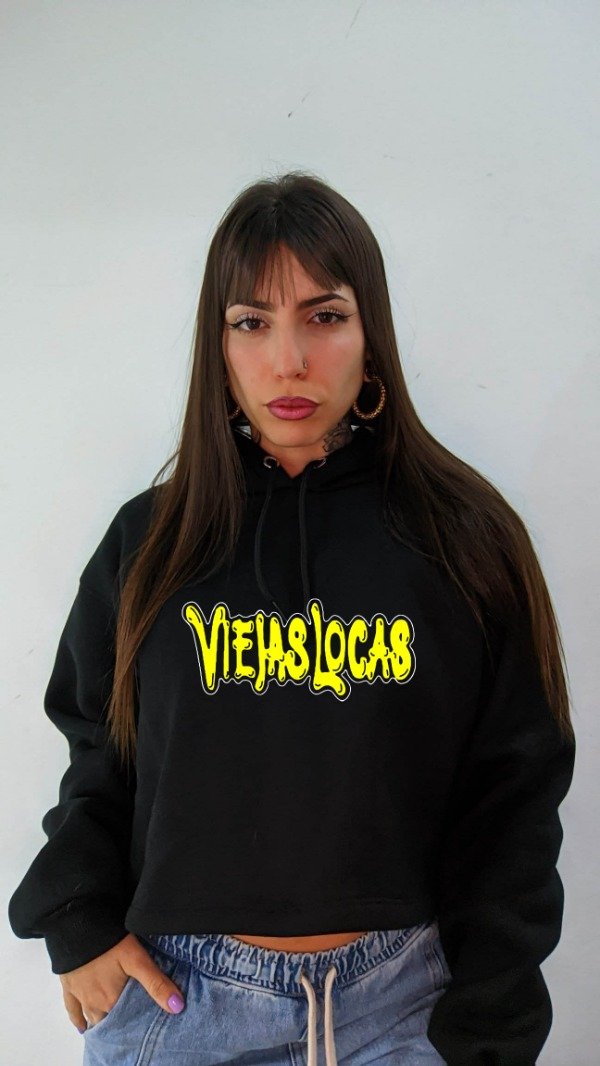 Producto - BUZO CROP MUJER FRISA PREMIUM VEJAS LOCAS AMARILLO
