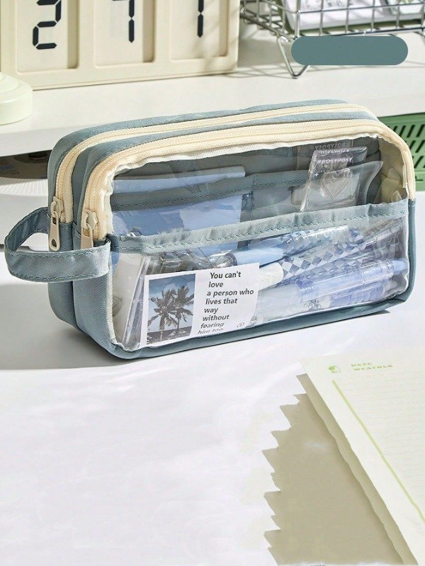 Producto - Cartuchera 2 bolsillos transparente