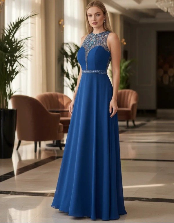 Vestido largo Gala pedrería de gasa — imagen 3
