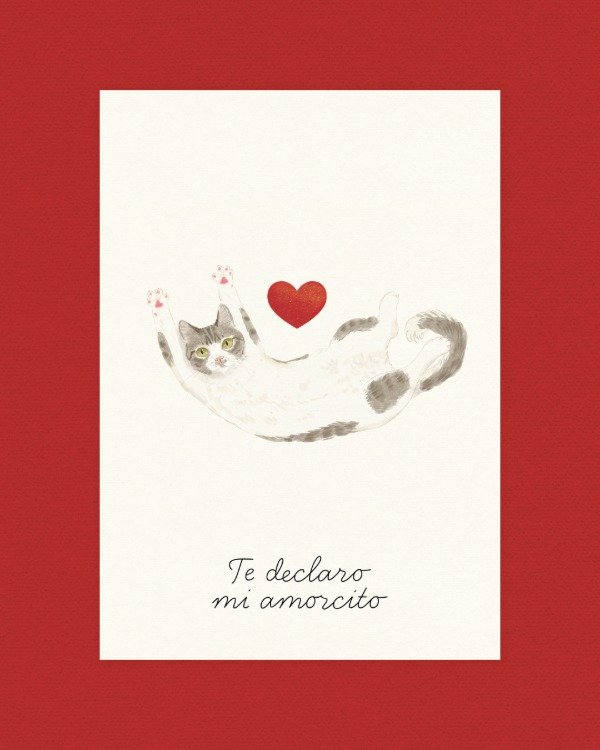 Producto - Postal Amorcito - blanco y gris