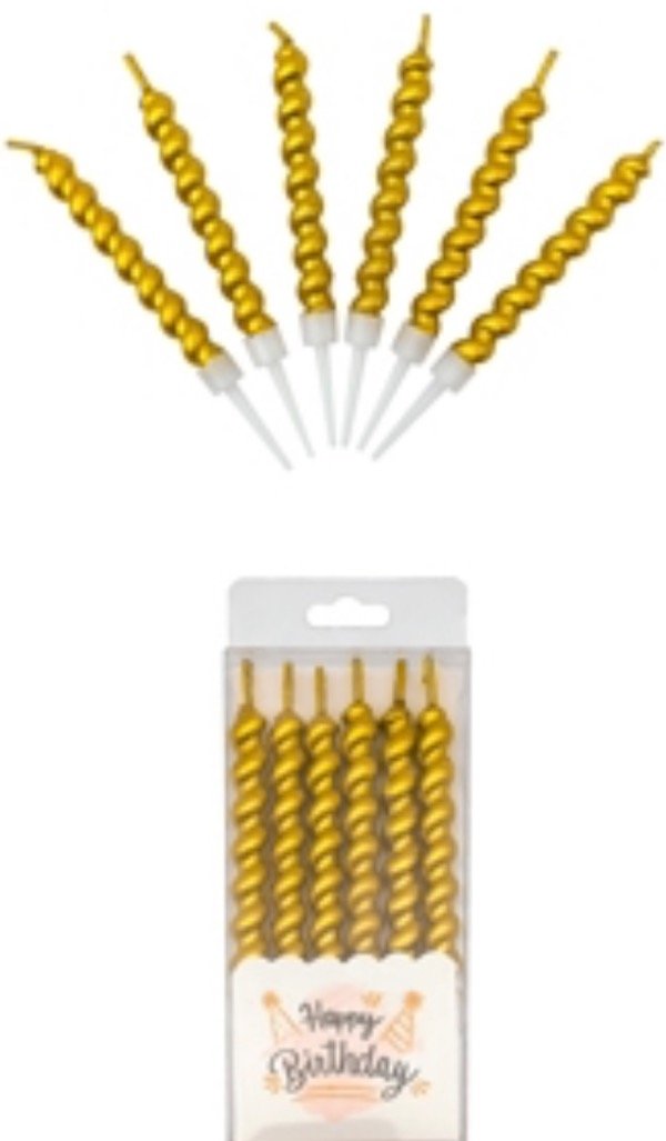 Producto - VELA TIRABUZÓN DORADO X 6 con porta vela
