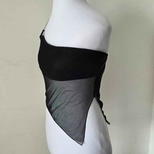 Producto - Top un solo hombro con cadena y transparencia S/M - 2