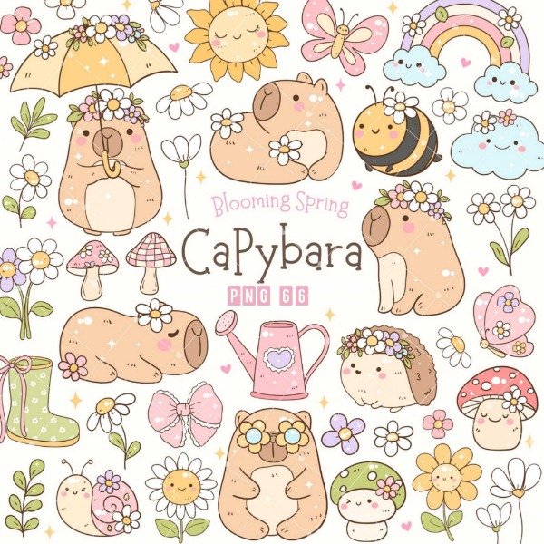 Producto - Capibara con Margaritas Clipart