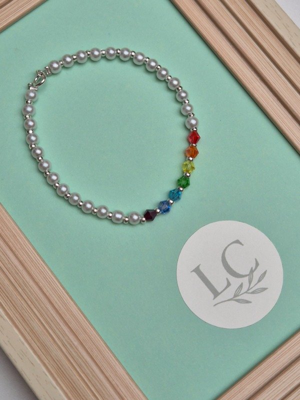 Producto - Pulsera Perlas y Piedras Multicolor Plata