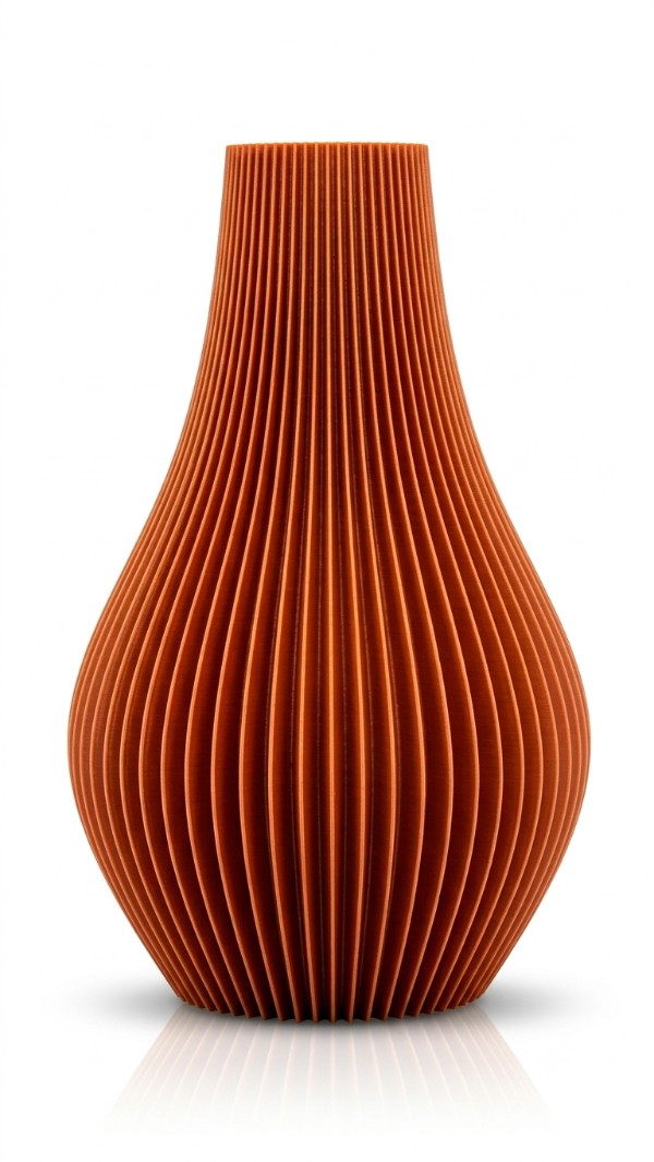 Producto - Florero con surcos color cobre 19 cm