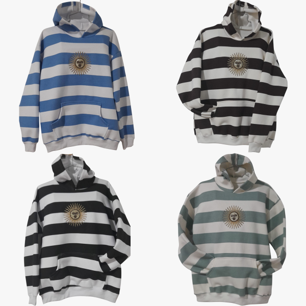 Producto - Maxi Buzo Frisado Argentina Mujer Rayado Sol de Mayo Bordado Varios Colores