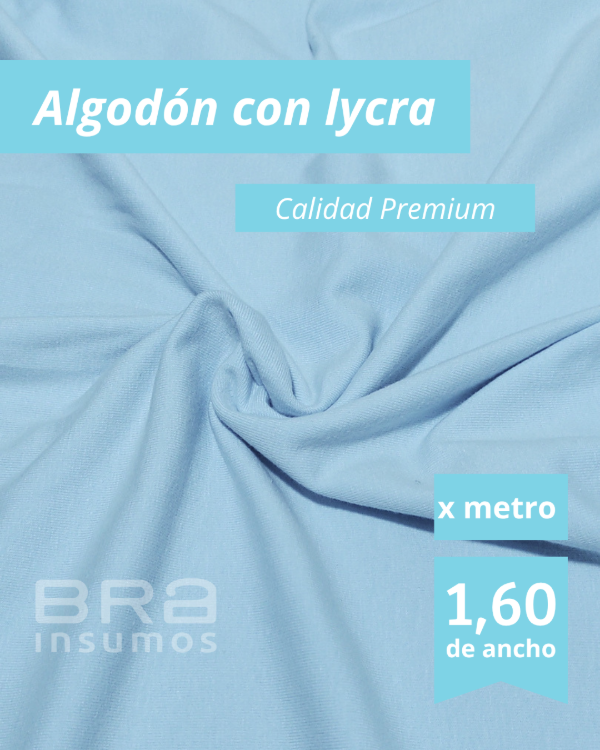 Producto - Algodón con Lycra Premium 1,6 m de Ancho - Celeste (x Metro) - 1