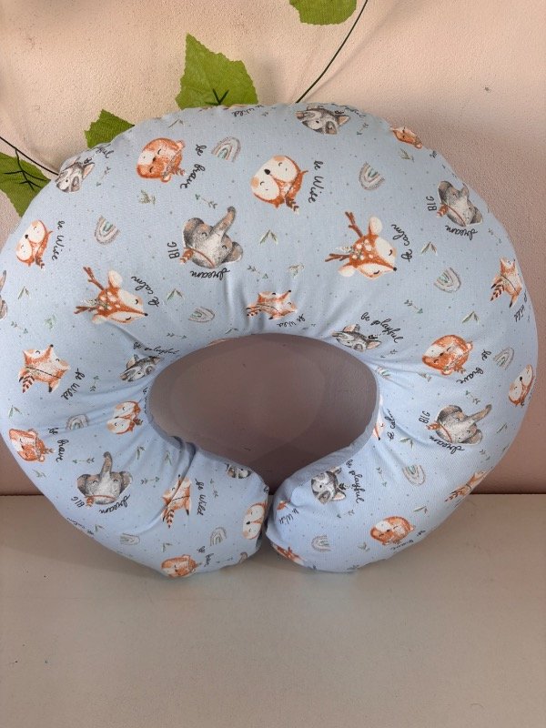 Producto - Almohadón de amamantar ZORRITOS celestes