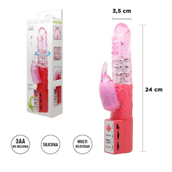 Producto - Vibrador Rotativo con estimulador de clítoris  con velocidades