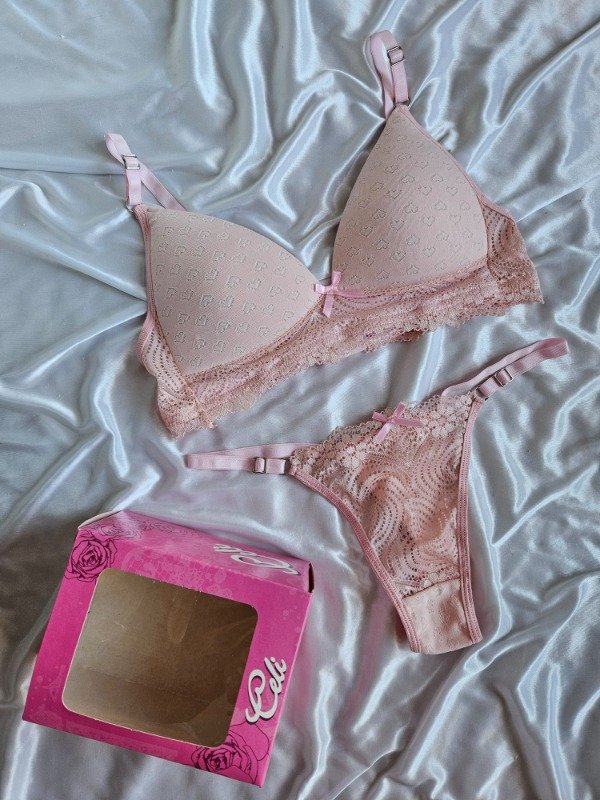 Producto - CONJUNTO TRIANGULITO DE ALGODON CON ENCAJE CELI ROSA (A38 A)