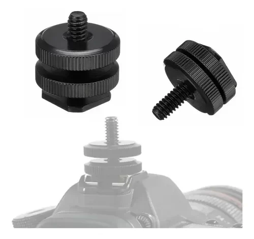 Producto - Adaptador Tornillo 1/4 Zapata Flash Doble Tuerca Foto Video - 0