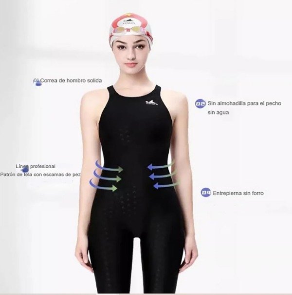 Producto - Traje De Baño Competicion Sharkskin Negro Niña/Mujer - 3