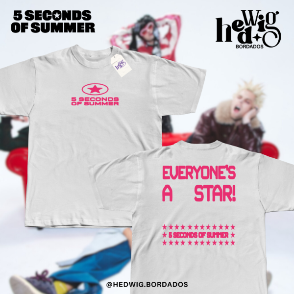 Remera 5SOS star logo rosa