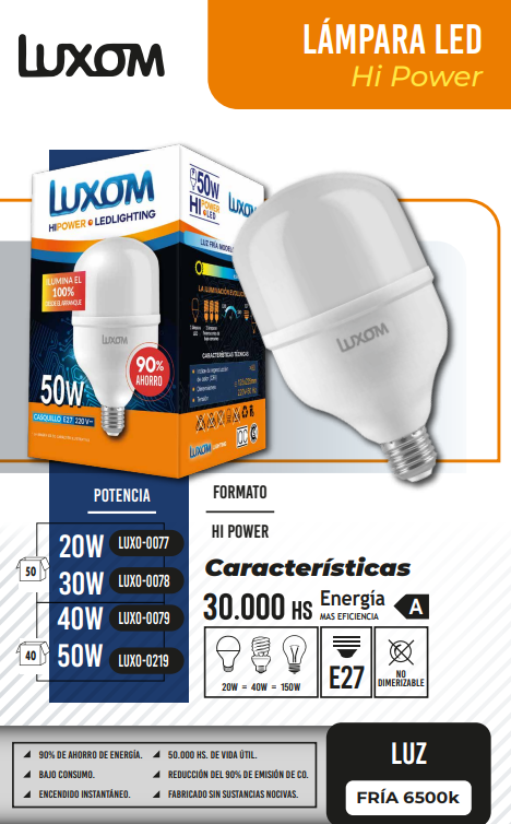 Producto - Lámpara LED HI POWER 20w 50.000hs. De Vida Útil!!