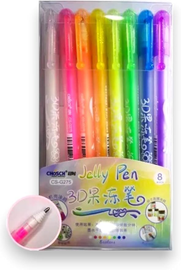 Producto - BOLIGRAFOS JELLY PEN X 8 MULTISUPERFICIE
