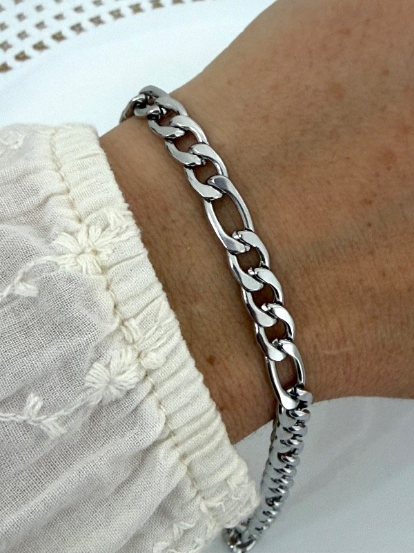 Producto - P784 Pulsera plana eslabón 3x1 grosor 1.6