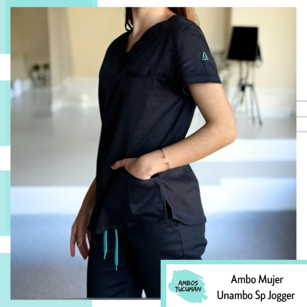 Producto - Ambo Mujer Negro Cordón Verde Jogger