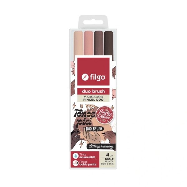 Producto - Marcadores Duo Brush x4 "Tonos Piel" - Filgo
