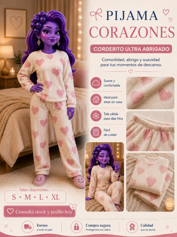 Producto - Pijama de corazones grandes