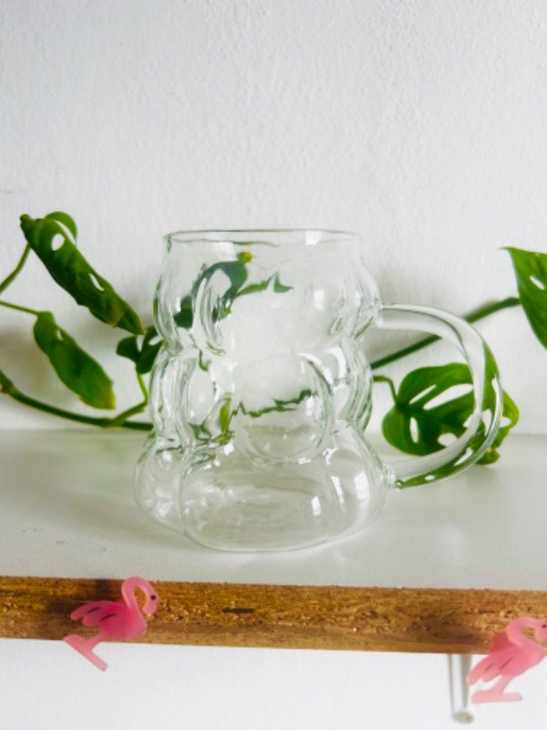 Producto - Taza/vaso de vidrio burbujas con asa - 1